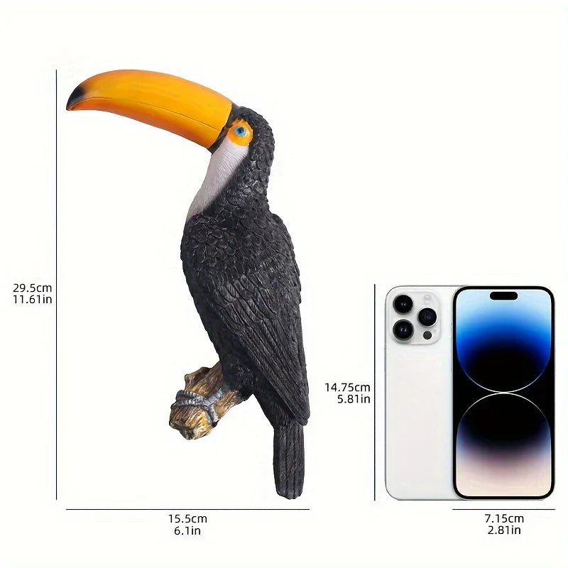 [Toucan Wall Art] Resin Toucan Wall Art Decoration - Weather-Resistant Handcrafted Tropical Bird Sculpture - Indoor/Outdoor Hanging Decor for Patio, Living Room, Garden - No Electricity Needed House Of Avana