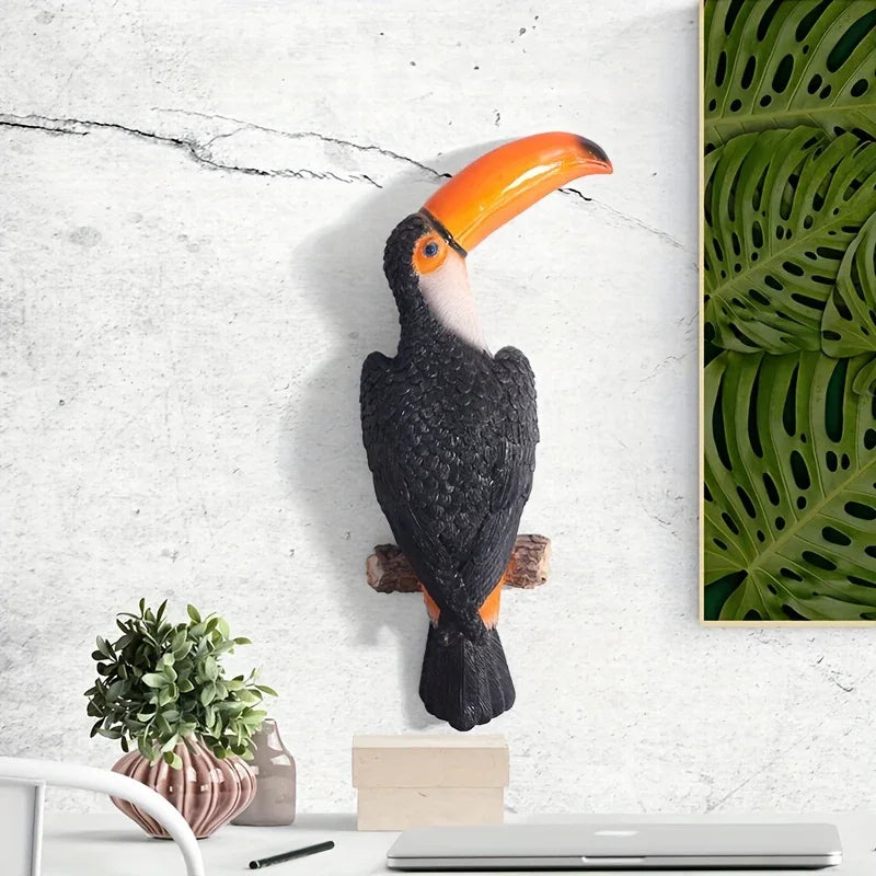 [Toucan Wall Art] Resin Toucan Wall Art Decoration - Weather-Resistant Handcrafted Tropical Bird Sculpture - Indoor/Outdoor Hanging Decor for Patio, Living Room, Garden - No Electricity Needed House Of Avana
