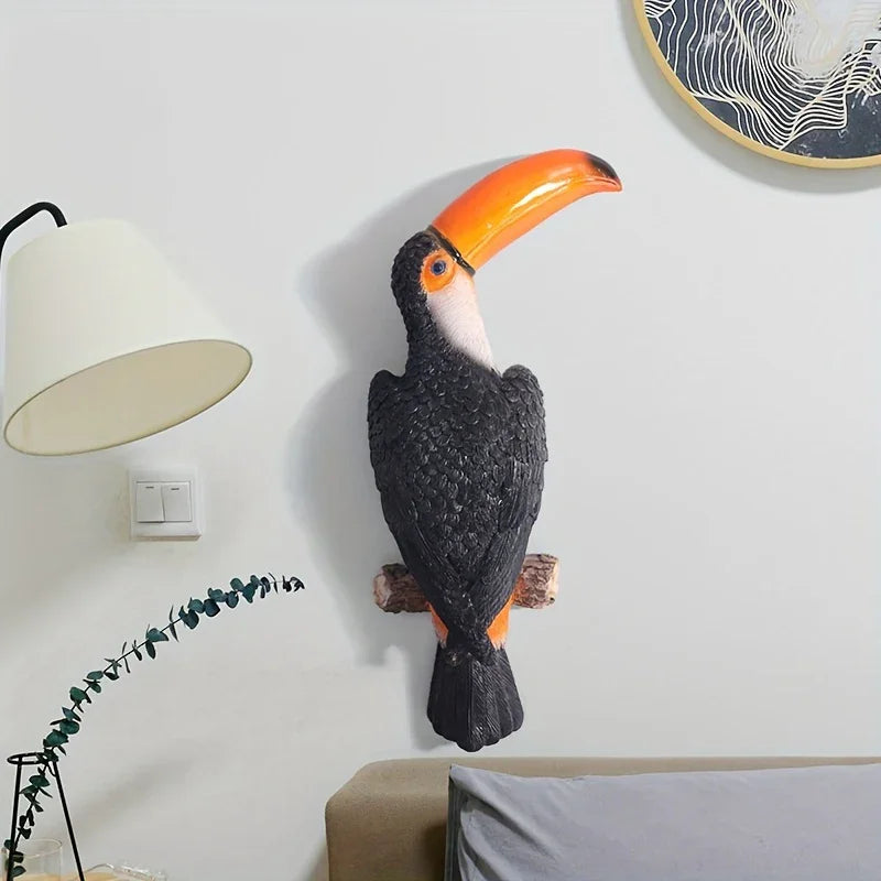 [Toucan Wall Art] Resin Toucan Wall Art Decoration - Weather-Resistant Handcrafted Tropical Bird Sculpture - Indoor/Outdoor Hanging Decor for Patio, Living Room, Garden - No Electricity Needed House Of Avana
