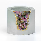 Tourmaline Geode Planter with Natural Stone and Unique Crystal Formation, angled view - House Of Avana
