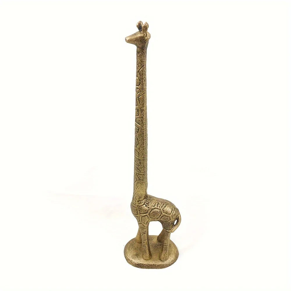 Cast Iron Giraffe Kitchen Towel Holder Antique Hand Cast Design, front view - House Of Avana [[SKU:HOA-BAT-001]]