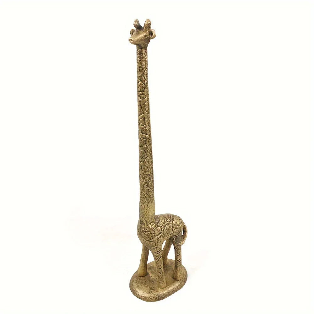 Cast Iron Giraffe Kitchen Towel Holder Antique Hand Cast Design, back view - House Of Avana [[SKU:HOA-BAT-001]]