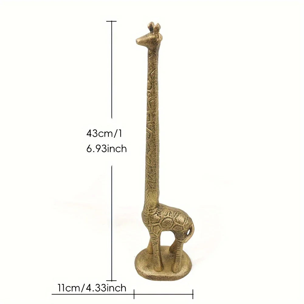 Cast Iron Giraffe Kitchen Towel Holder Antique Hand Cast Design, side view - House Of Avana
