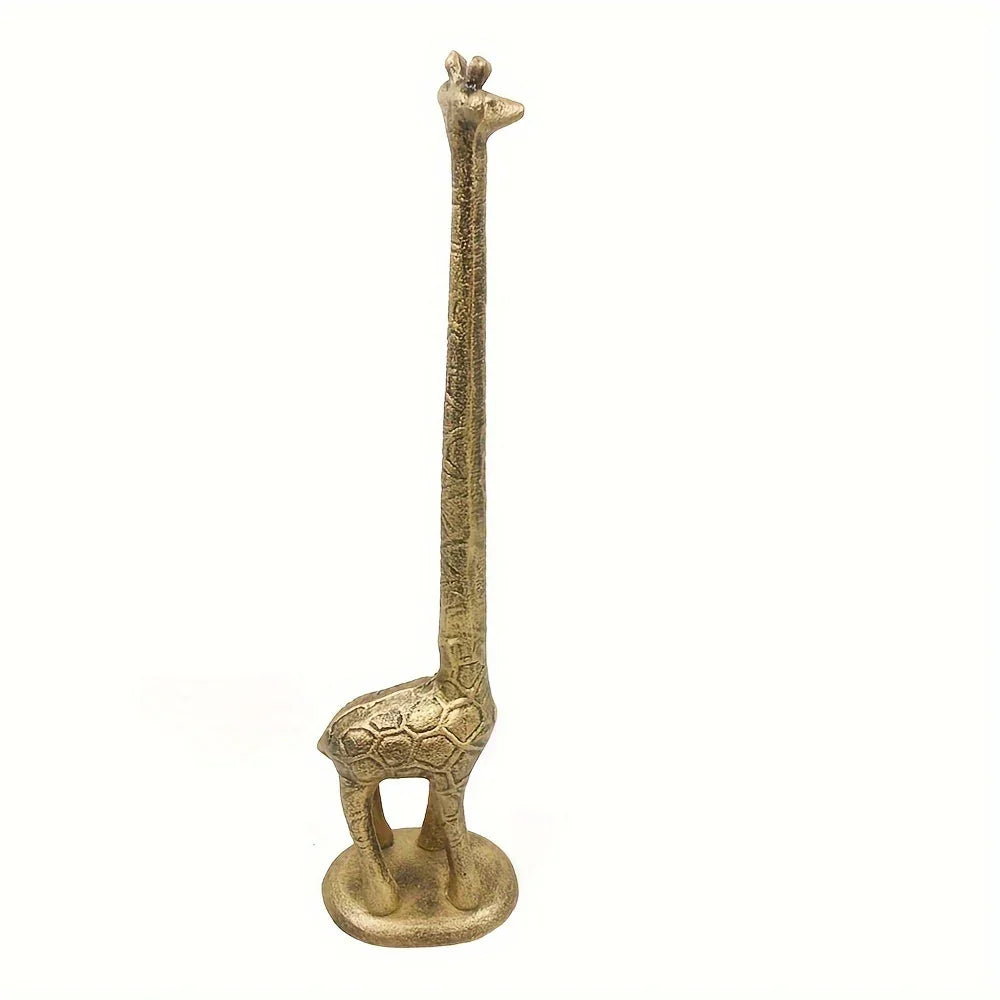 Cast Iron Giraffe Kitchen Towel Holder Antique Hand Cast Design, detail shot - House Of Avana