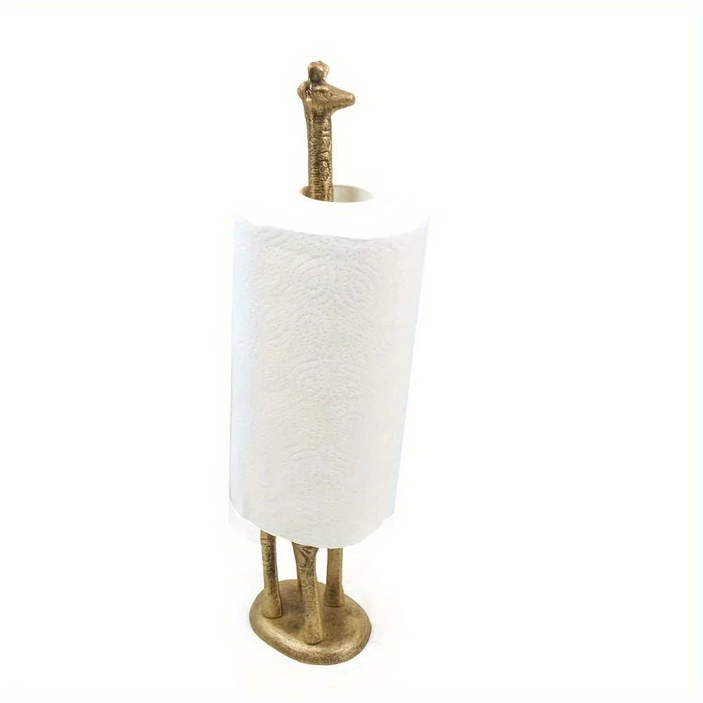 Cast Iron Giraffe Kitchen Towel Holder Antique Hand Cast Design, angled view - House Of Avana