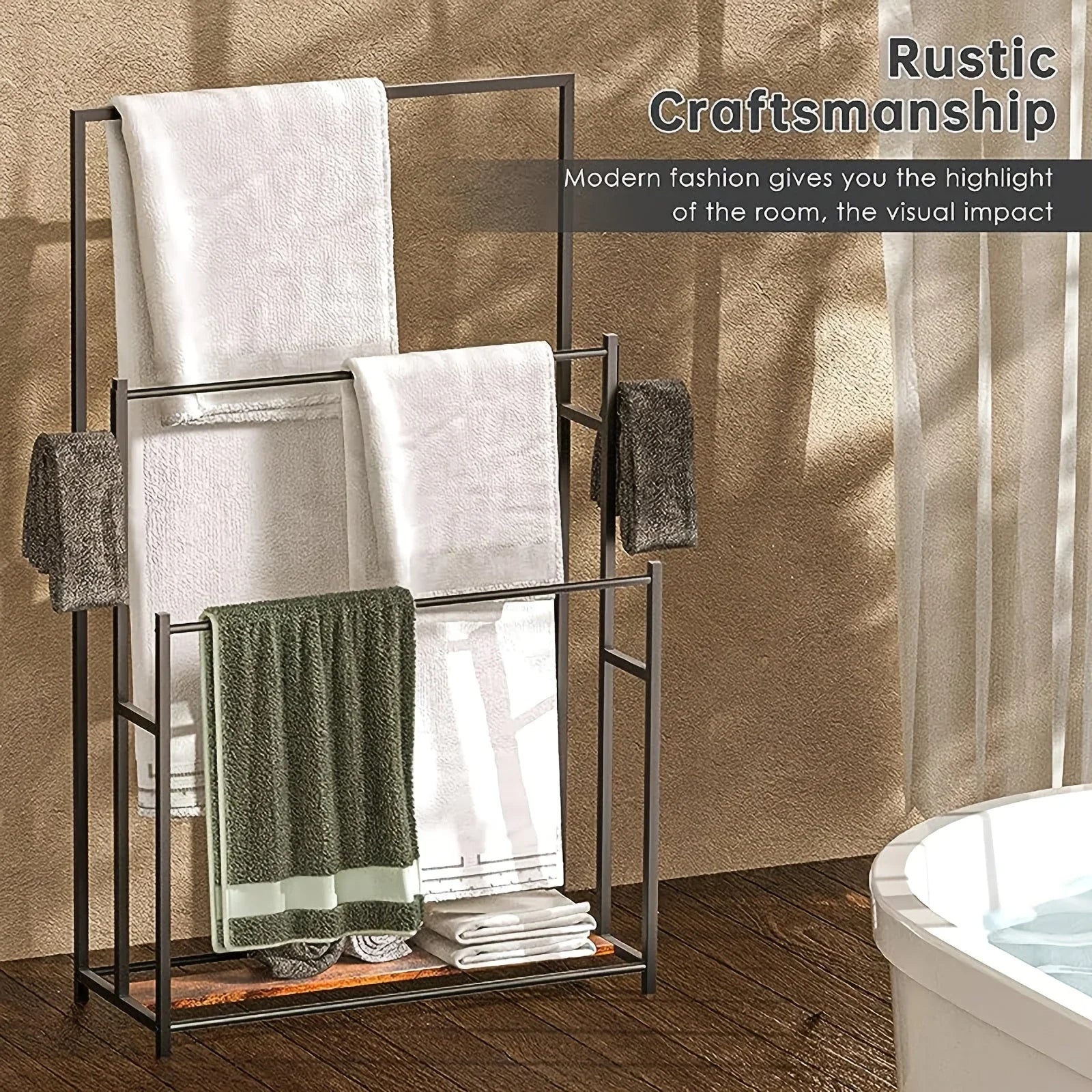 47.2 Inch Tall Free Standing Towel Racks Tier Pool Towel Rack Oversized Floor Bath Towel Drying Valet... - House Of Avana