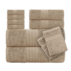 10pcs Luxury Towel Set Towel Bale Set 100% Cotton Ring Spun Cotton Highly Absorbent Towels Ideal for Everyday use | 2x Bath Towel 70x135 Cm | 2x Hand Towel 40x 80 Cm | 4x Face Towel 30x30 Cm | 2x Washing Gloves 16x21 cm House Of Avana [[SKU:HOA-TWL-400]]