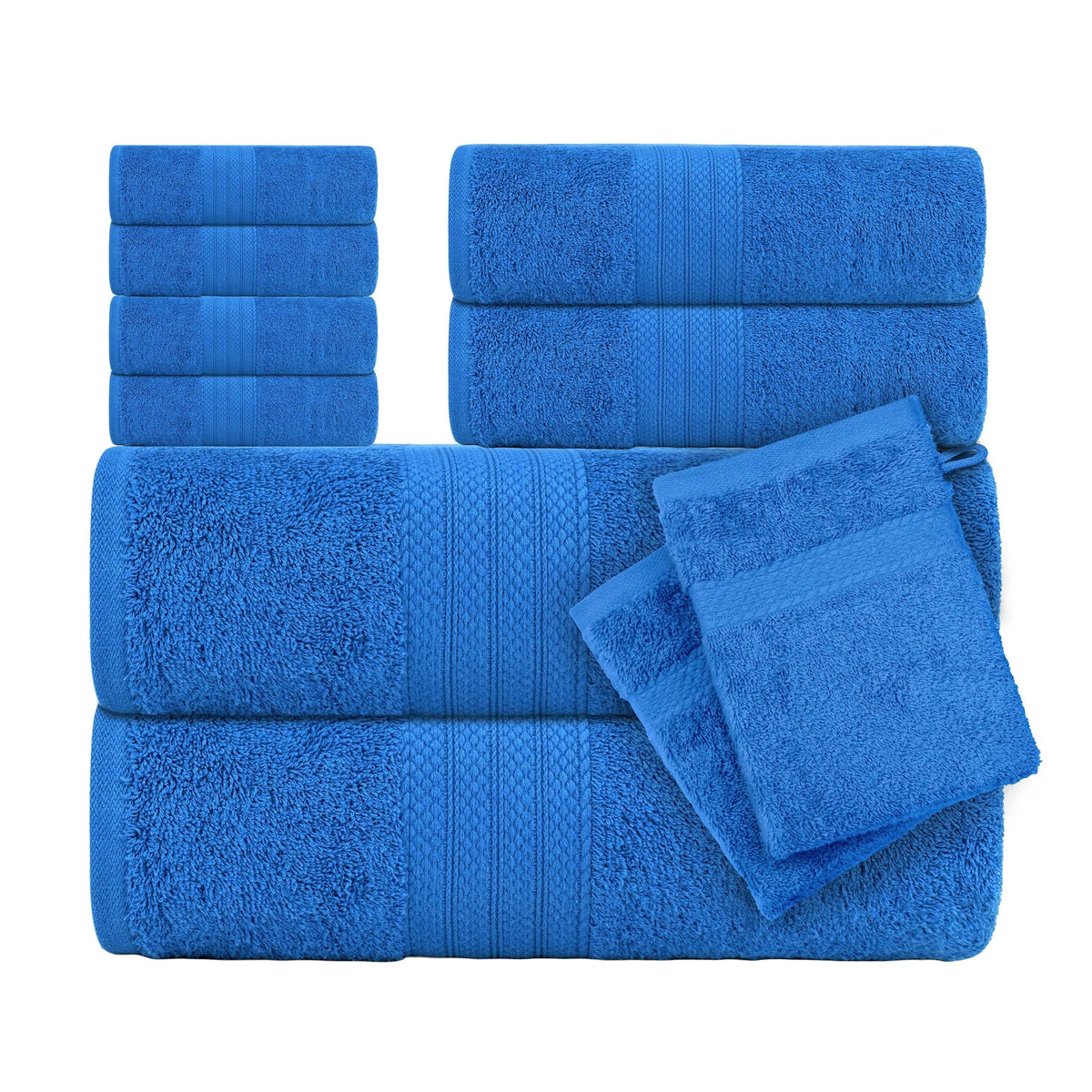 10pcs Luxury Towel Set Towel Bale Set 100% Cotton Ring Spun Cotton Highly Absorbent Towels Ideal for Everyday use | 2x Bath Towel 70x135 Cm | 2x Hand Towel 40x 80 Cm | 4x Face Towel 30x30 Cm | 2x Washing Gloves 16x21 cm House Of Avana [[SKU:HOA-TWL-400]]