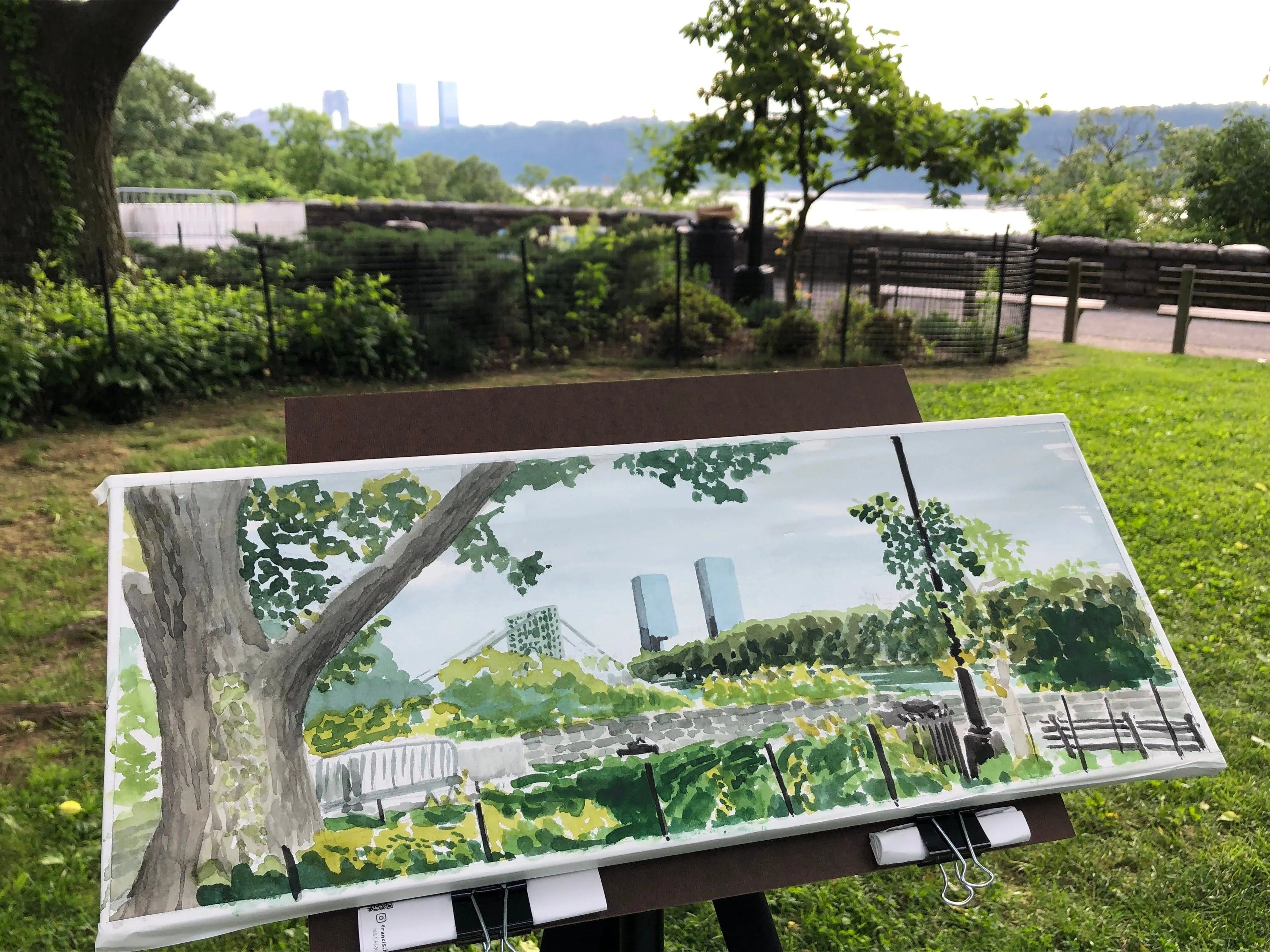 Towers Across the Way, Fort Lee and Gwb From Fort Tryon, Cloisters, Plein Air, Hudson River, River... - House Of Avana