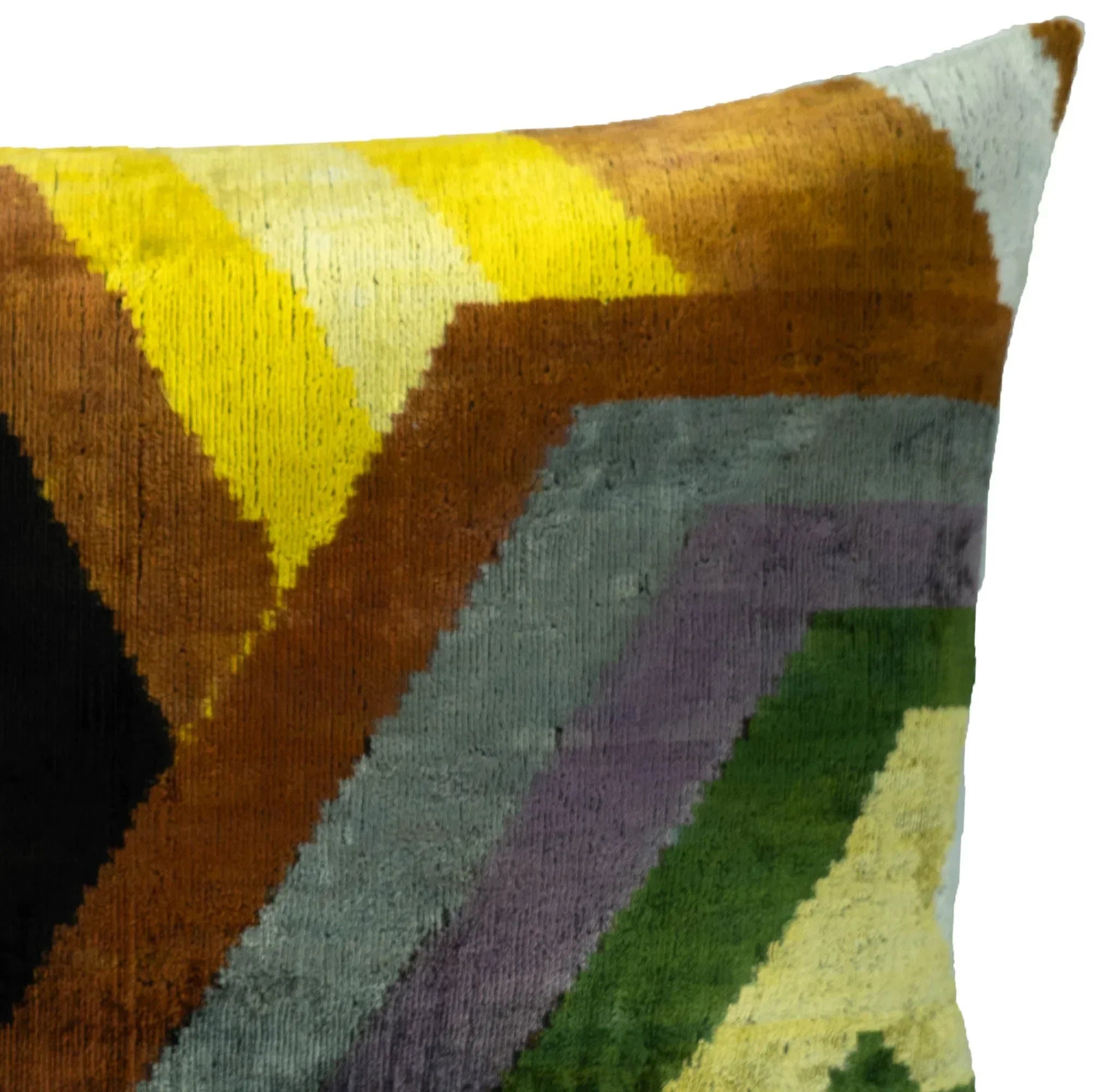Trance Silk Velvet Ikat Throw Pillow Cover X 24, side view - House Of Avana