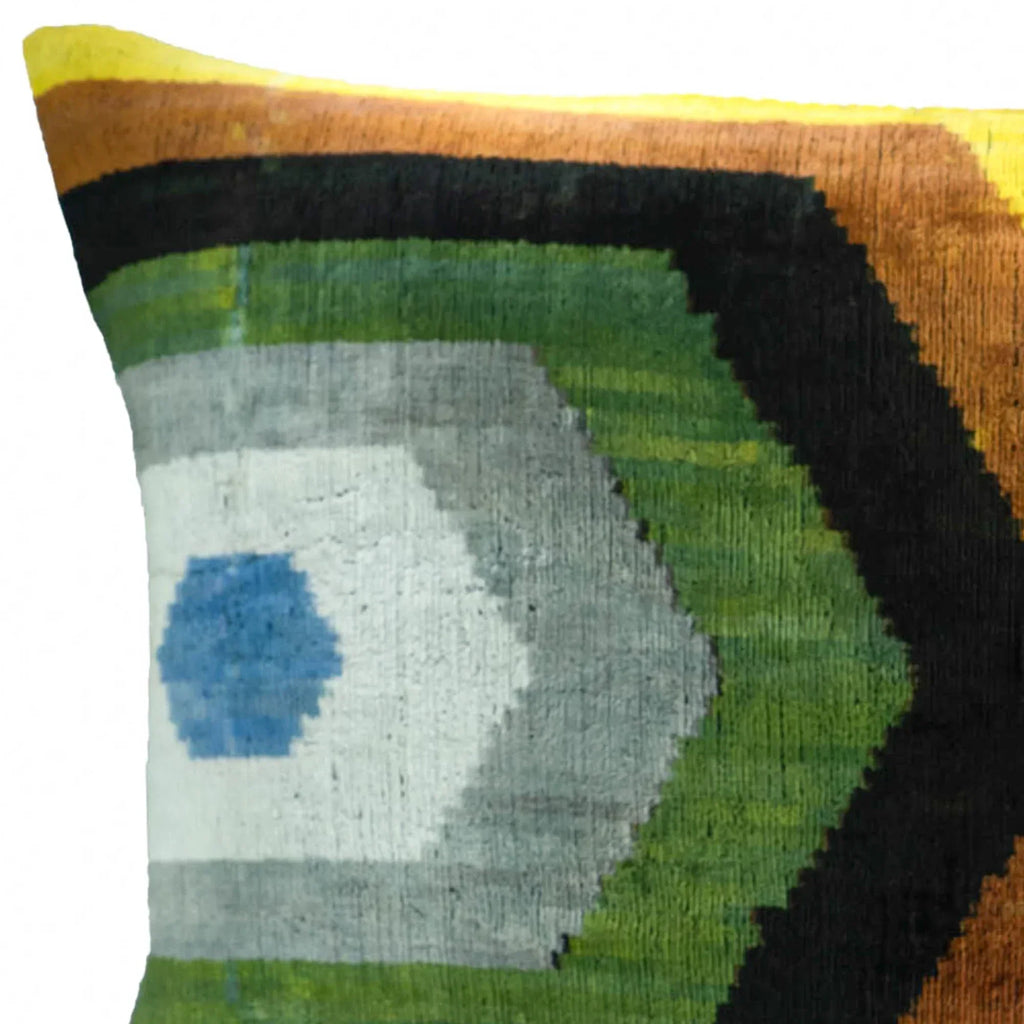 Trance Silk Velvet Ikat Throw Pillow Cover X 24, detail shot - House Of Avana