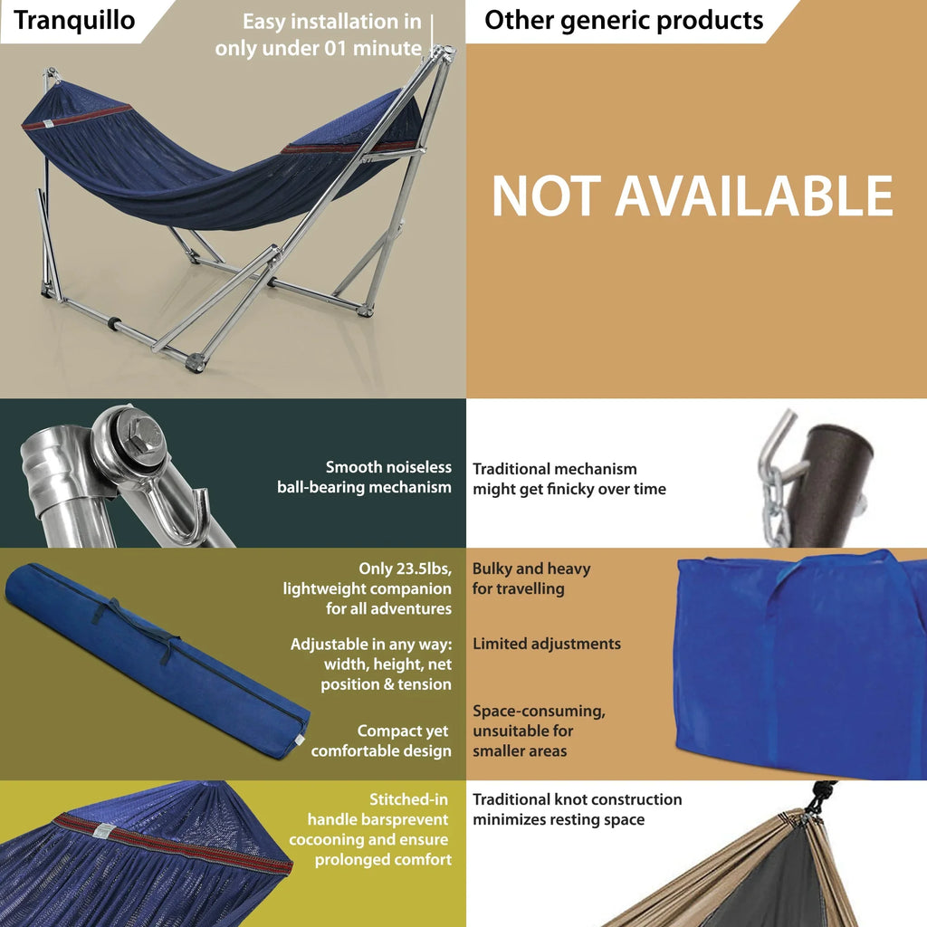 Tranquillo Original Stainless Steel Hammock Stand for Ultimate Relaxation
