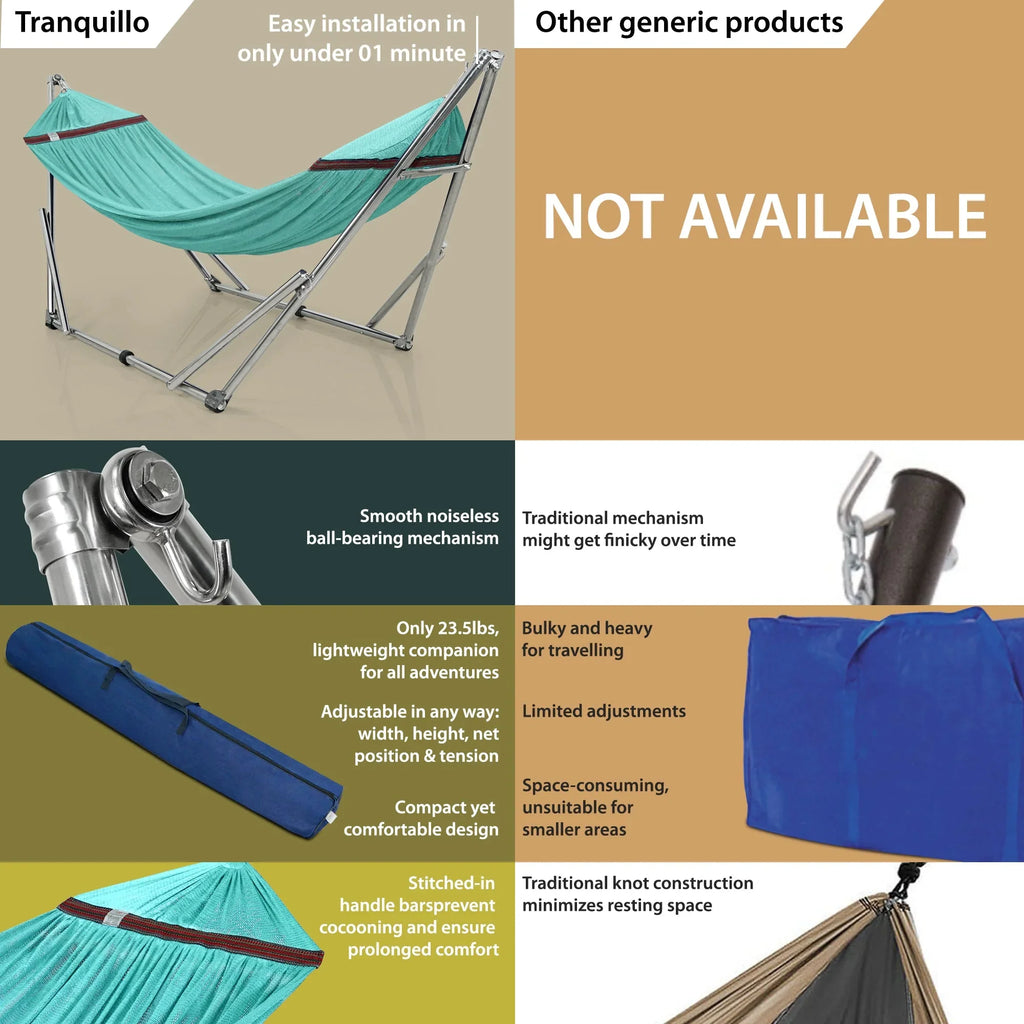 Tranquillo Original Stainless Steel Hammock Stand for Ultimate Relaxation