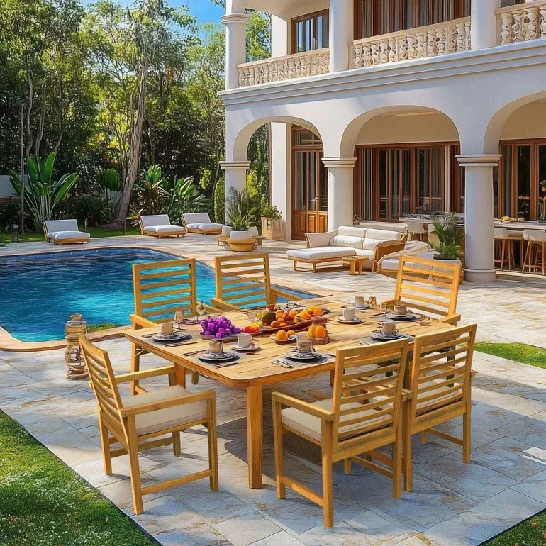 Tranquillo Solara Acacia Wood Outdoor Chairs Set of 2 with Cushions for Stylish Outdoor Seating