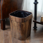 A Plastic Wood-grain Trash Can for the Kitchen, Hotel, Bedroom, Bathroom, Ktv, and Office., back view - House Of Avana