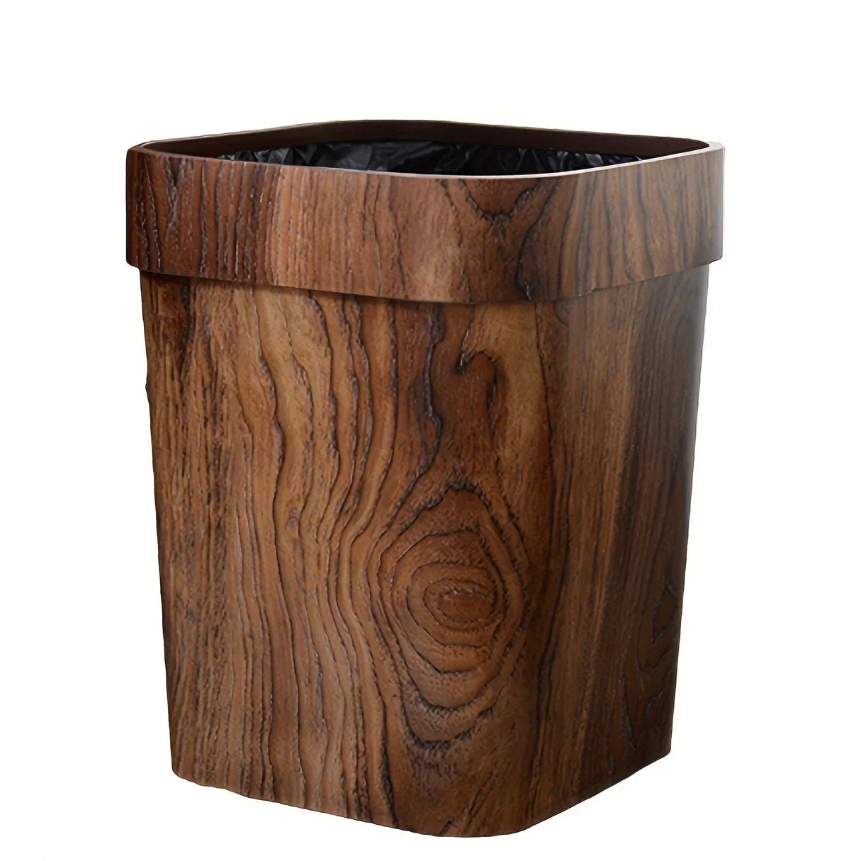 A Plastic Wood-grain Trash Can for the Kitchen, Hotel, Bedroom, Bathroom, Ktv, and Office., top view - House Of Avana