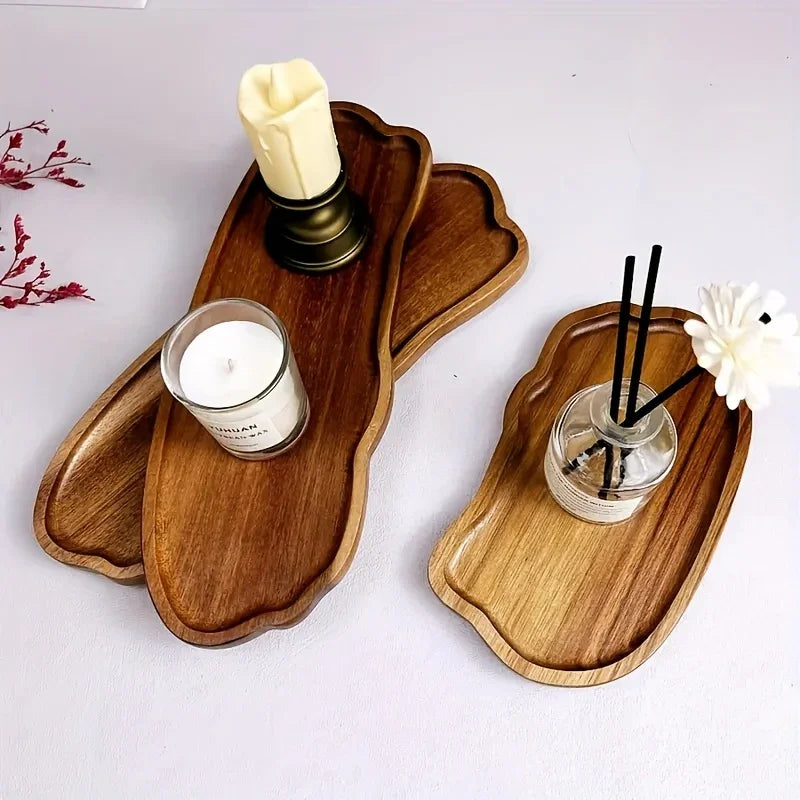 Bathroom Sink Tray, /s/s Cloud, Rainbow Arc Wooden Storage Tray, Acacia Wood Aromatherapy Candle Tray,... - House Of Avana