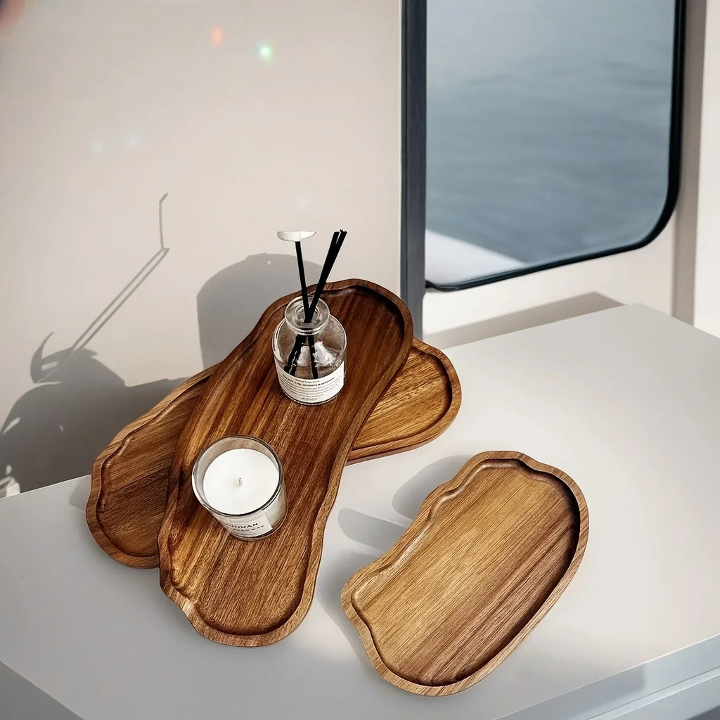 Bathroom Sink Tray, /s/s Cloud, Rainbow Arc Wooden Storage Tray, Acacia Wood Aromatherapy Candle Tray,... - House Of Avana