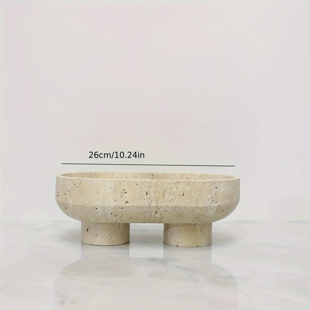 Elegant Bohemian Style Stone Serving Tray with Walnuts - Natural Stone Multi-functional Fruit and... - House Of Avana