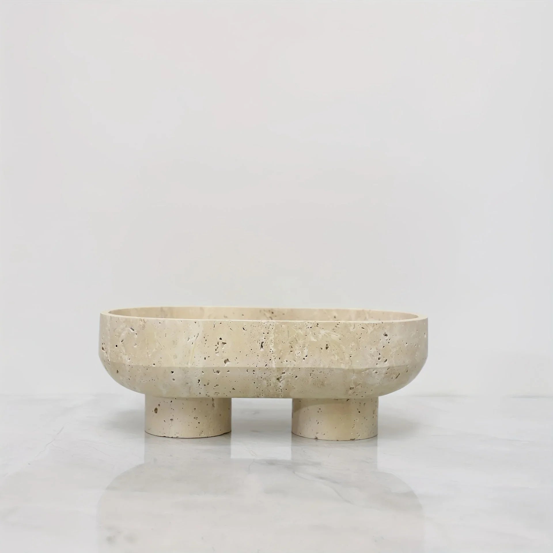 Elegant Bohemian Style Stone Serving Tray with Walnuts - Natural Stone Multi-functional Fruit and... - House Of Avana