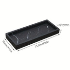 Light Luxury Artificial Stone Bathroom Decorative Tray, 25.2×10.64cm Rectangular Marble Texture Storage Tray, Bathroom Trays House Of Avana