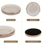 Tray - Decorative Wood White Round, top view - House Of Avana [[SKU:HOA-TRY-006]]