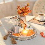 Tray - Decorative Wood White Round, angled view - House Of Avana [[SKU:HOA-TRY-006]]