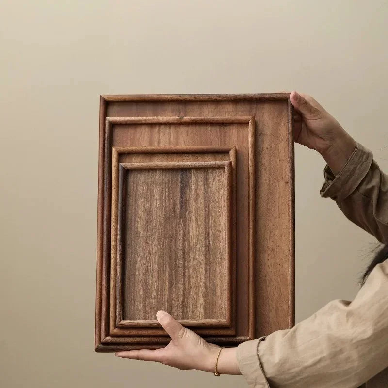 Tray - Japanese-Style Black Walnut Wood Rectangular