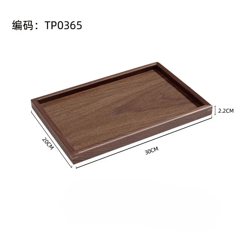 Tray - Japanese-Style Black Walnut Wood Rectangular