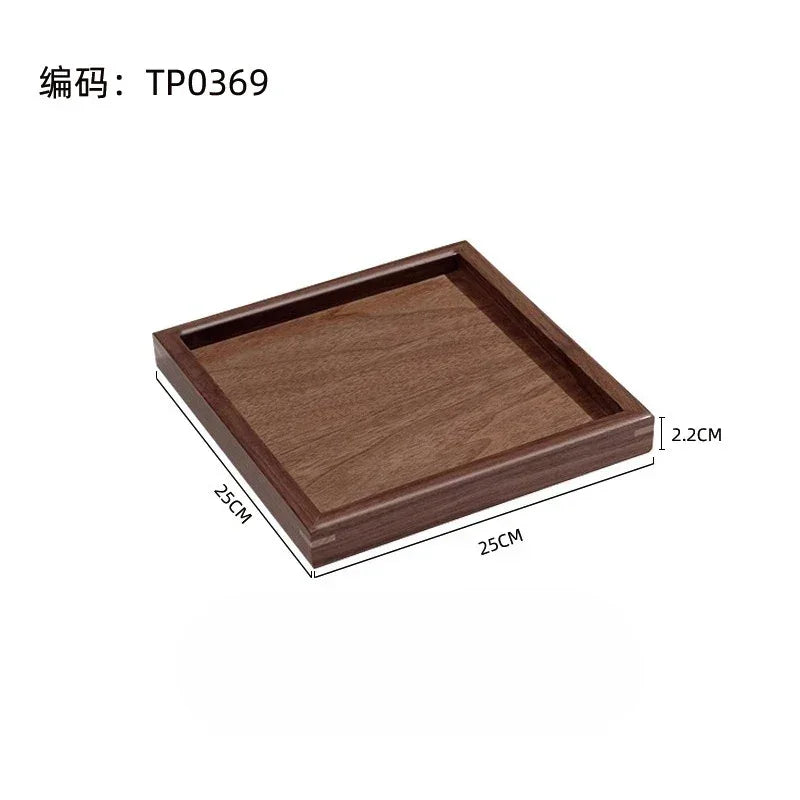 Tray - Japanese-Style Black Walnut Wood Rectangular