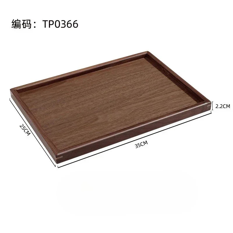 Tray - Japanese-Style Black Walnut Wood Rectangular