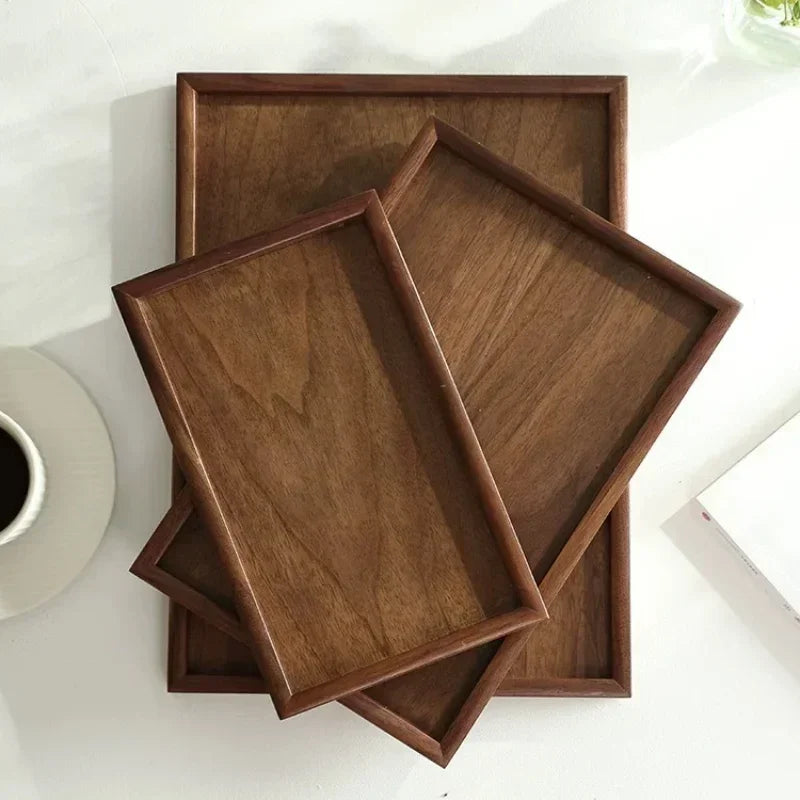 Tray - Japanese-Style Black Walnut Wood Rectangular