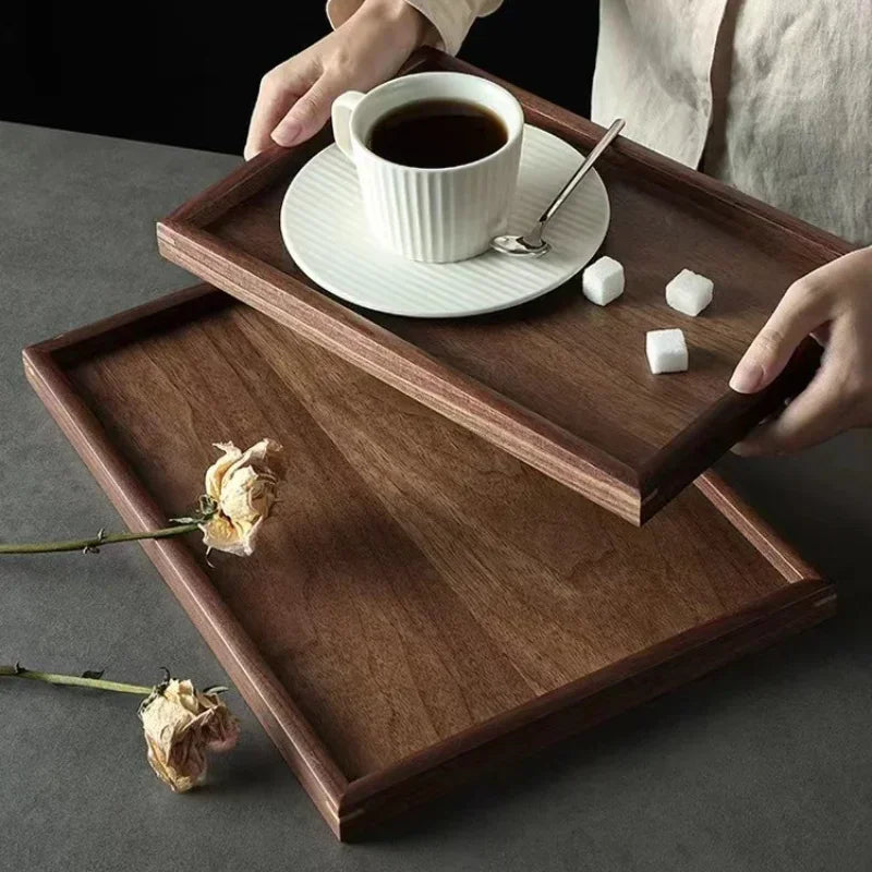Tray - Japanese-Style Black Walnut Wood Rectangular
