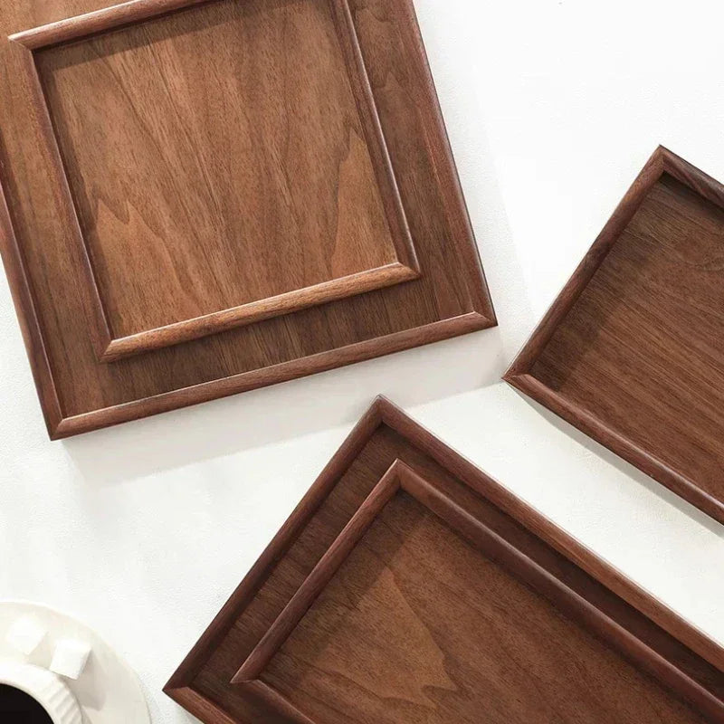 Tray - Japanese-Style Black Walnut Wood Rectangular
