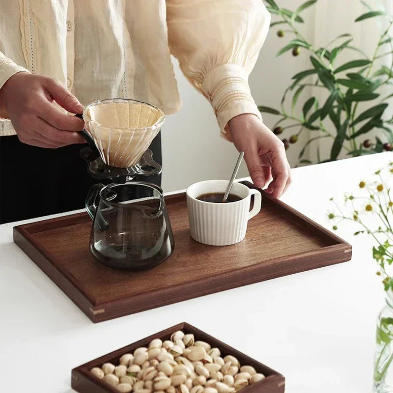 Tray - Japanese-Style Black Walnut Wood Rectangular
