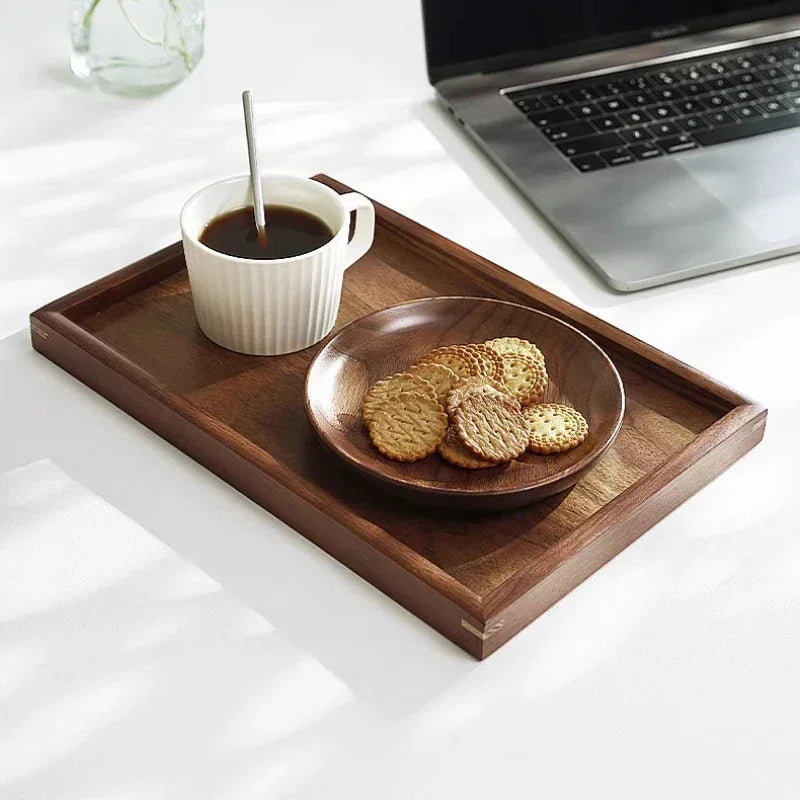 Tray - Japanese-Style Black Walnut Wood Rectangular