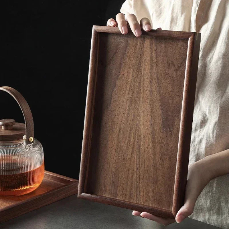 Tray - Japanese-Style Black Walnut Wood Rectangular