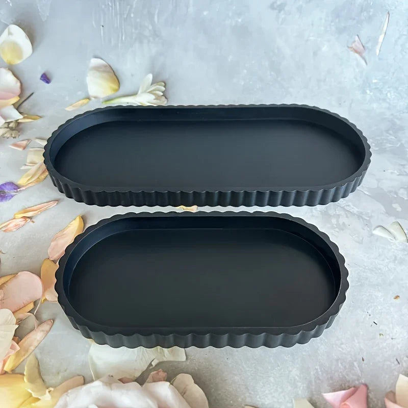 S Bathroom Vanity Tray, 19.81cm and 29.97cm Marble Pattern Bathroom Trays for Counter, Perfume Key... - House Of Avana