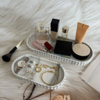 S Bathroom Vanity Tray, 19.81cm and 29.97cm Marble Pattern Bathroom Trays for Counter, Perfume Key... - House Of Avana