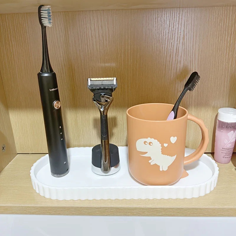 S Bathroom Vanity Tray, 19.81cm and 29.97cm Marble Pattern Bathroom Trays for Counter, Perfume Key... - House Of Avana