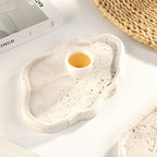 Marble Jewelry and Cosmetic Display Tray with Cloud Design, angled view - House Of Avana