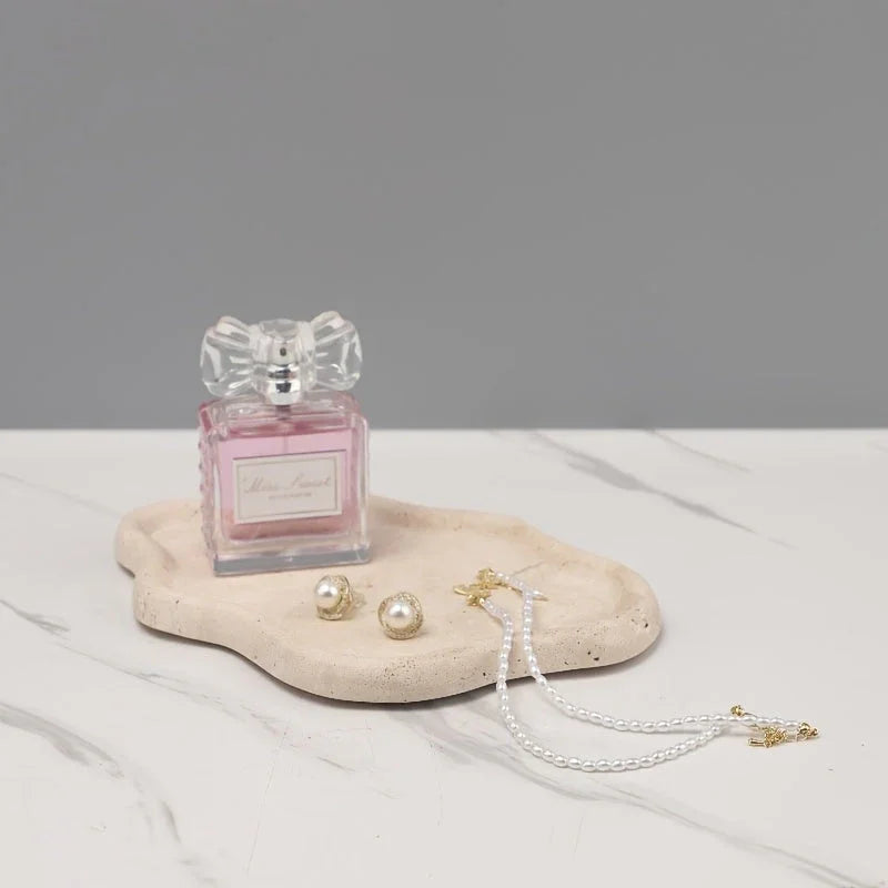 Marble Jewelry and Cosmetic Display Tray with Cloud Design, close-up view - House Of Avana