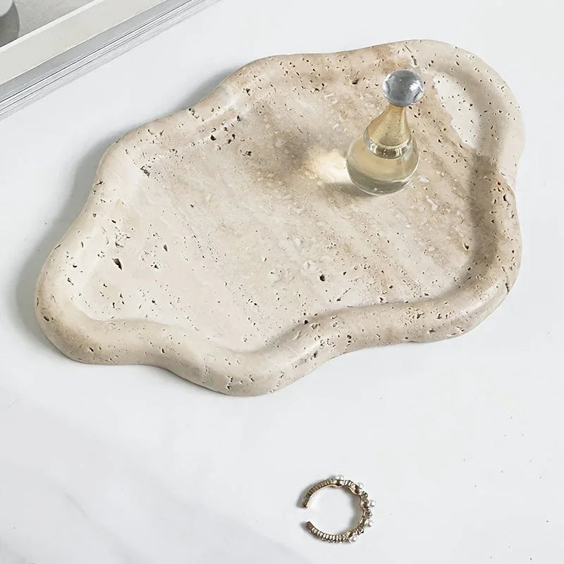 Marble Jewelry and Cosmetic Display Tray with Cloud Design, texture detail - House Of Avana