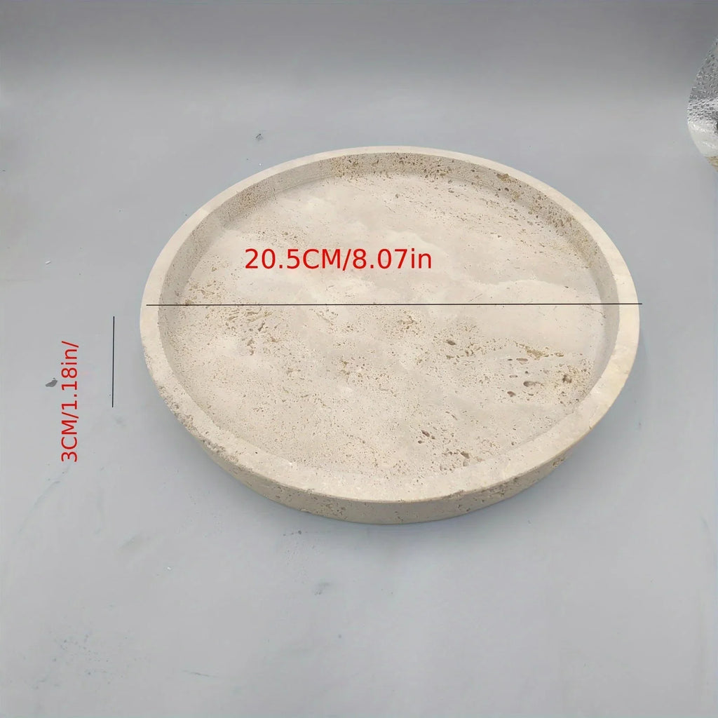 Tray - Natural Yellow Marble Round, detail shot - House Of Avana