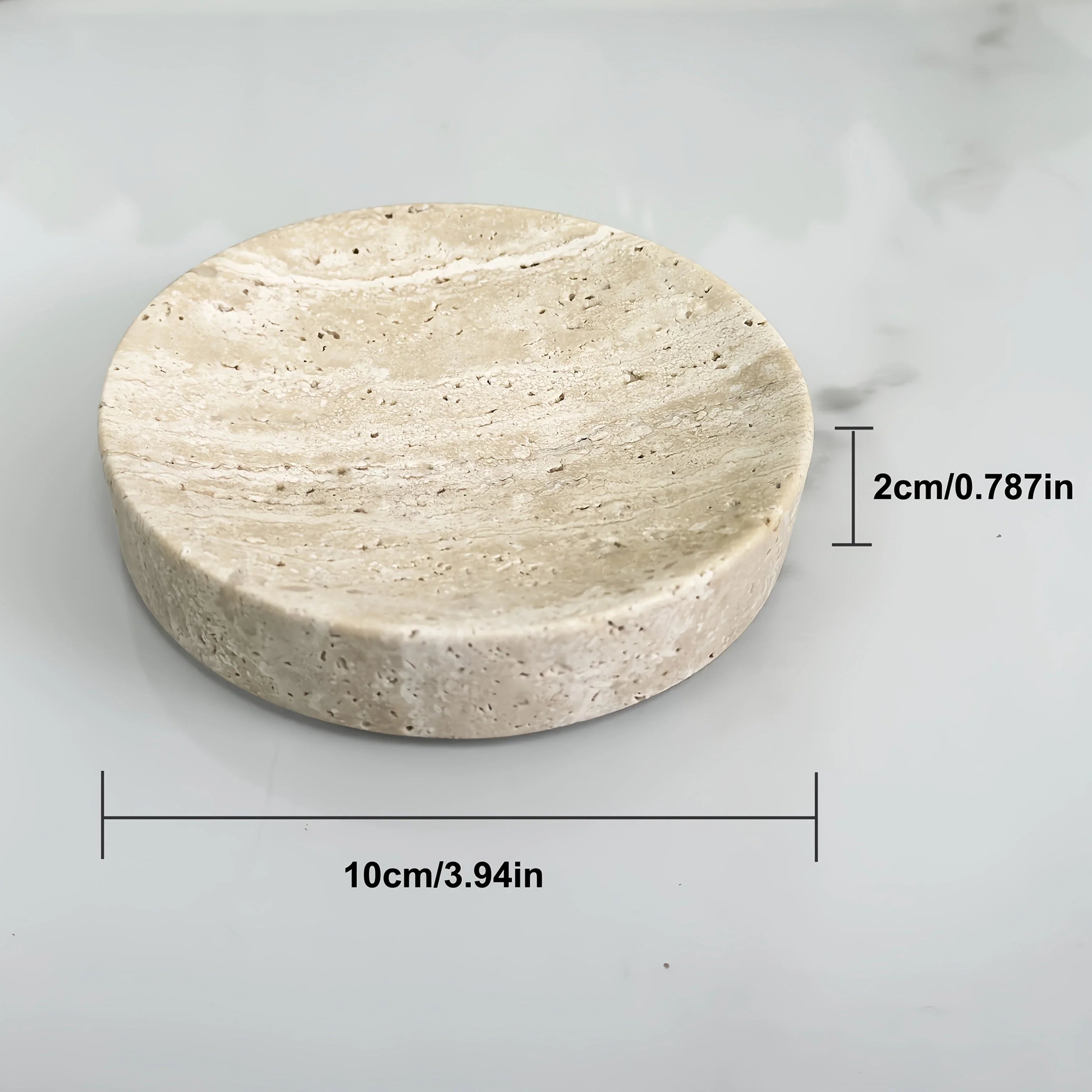 Tray - Pearl Marble Round, back view - House Of Avana