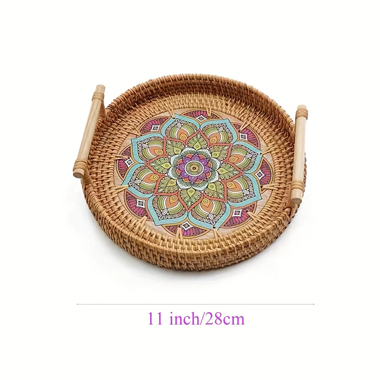 Double Handwoven Rattan Wicker Tray - House Of Avana