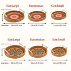 Double Handwoven Rattan Wicker Tray - House Of Avana