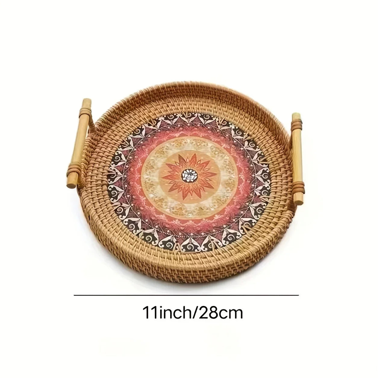 Double Handwoven Rattan Wicker Tray - House Of Avana