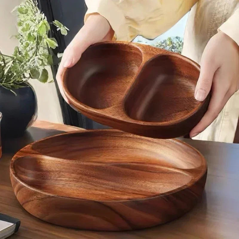 Acacia Wood Tray, Small Kung Fu Tea Tabletop Storage Plate, close-up view - House Of Avana