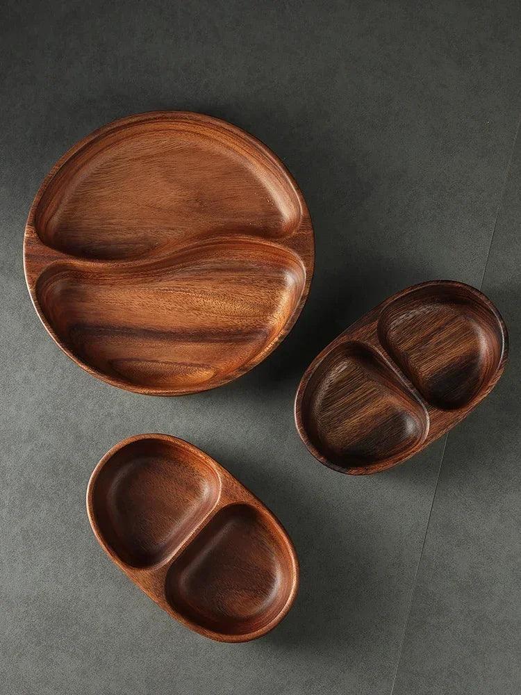 Acacia Wood Tray, Small Kung Fu Tea Tabletop Storage Plate, in-use display - House Of Avana